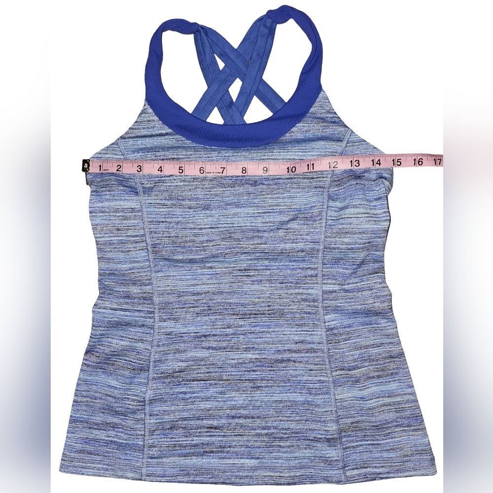 Lululemon Enhearten Tank Top Blue Strappy Back Camo Space Dye Racerback Sz 8 - Picture 9 of 15